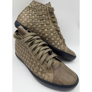 Pantofola d'Oro 12US 45EU Brown-Grey Woven Leather High Top Sneaker Boot Italian